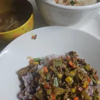 ☆夕飯☆ドライカレー、大根ツナサラダ、味噌汁|ｼｮｺﾗさん