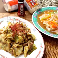 麻婆キャベツと豆腐ステーキの甘酢あんかけ|めいめいさん