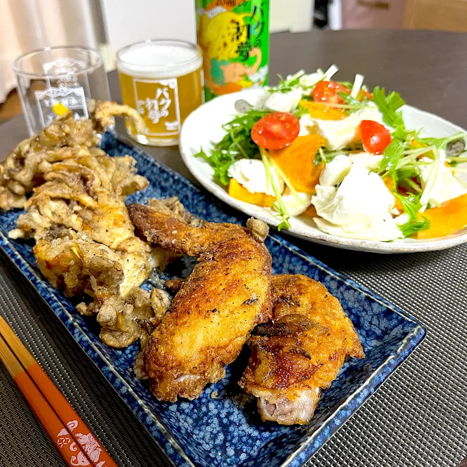 12/13晩酌：手羽唐＆舞茸唐揚げ|ななみんさん