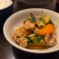 豚こま野菜オイスターソース炒め定食|もとしんさん