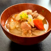 豚汁 自家製柚子胡椒のっけ