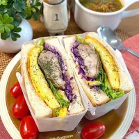 ハーブチキン＆卵サンド|ラゴさん。さん