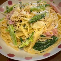 かぶの葉とハムのクリームチーズスパゲティ|masaさん