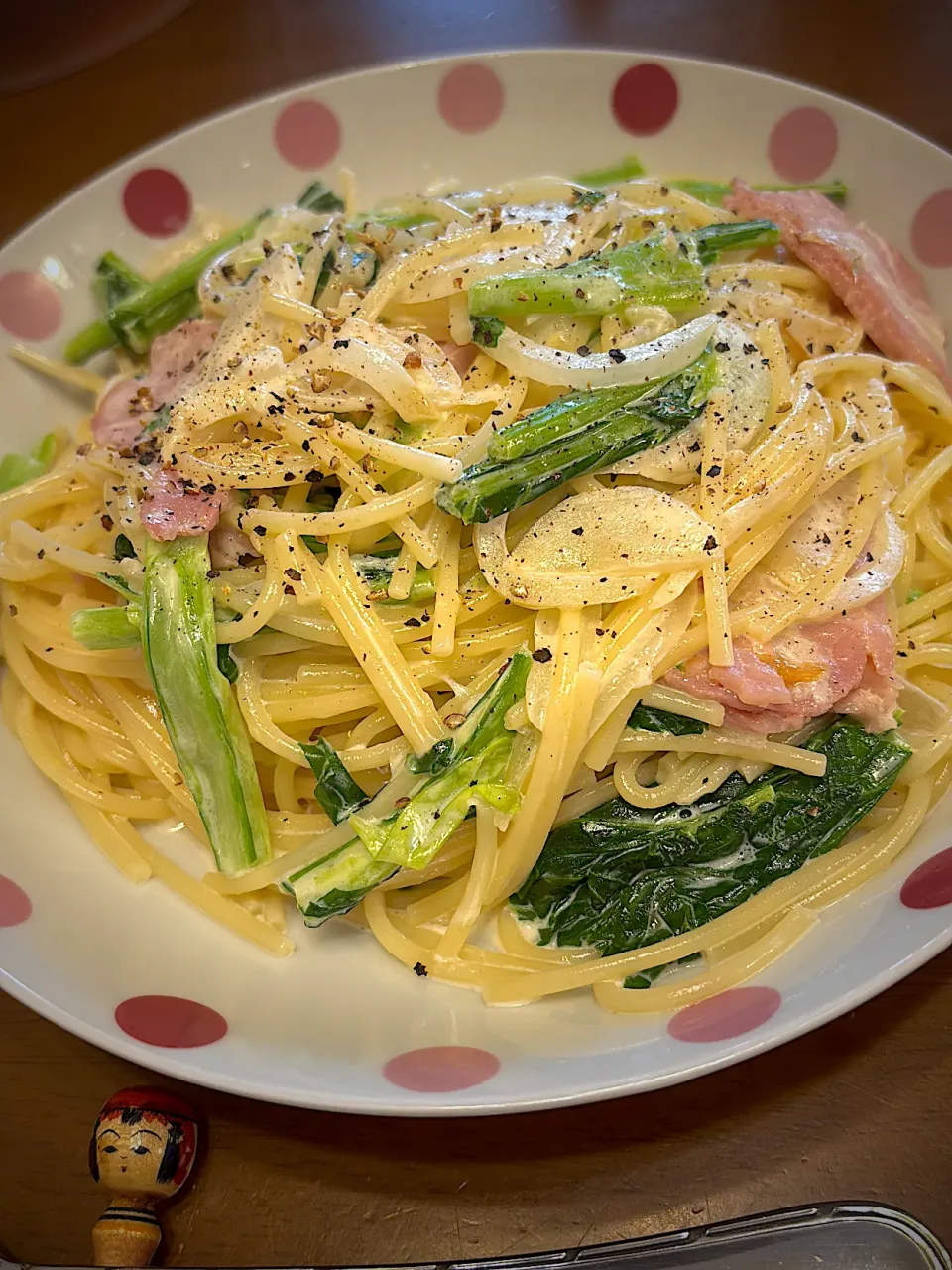 かぶの葉とハムのクリームチーズスパゲティ|masaさん