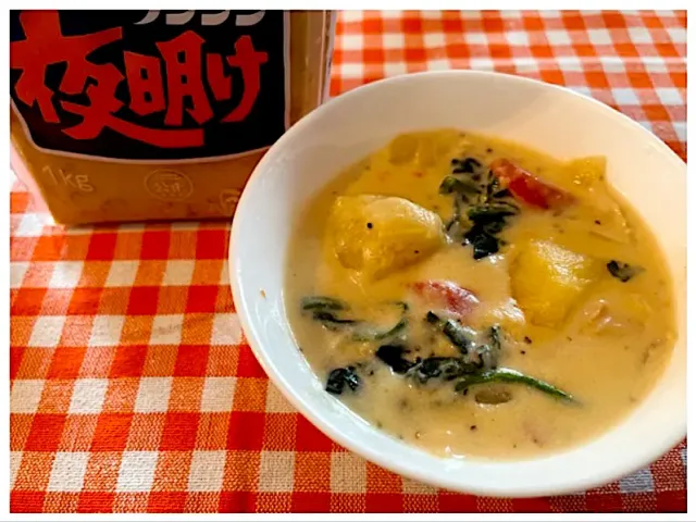 Snapdishの料理・レシピ写真:和風クリームシチューでポカポカ🥰｜知れば選びたくなる！【アメリカ産SSAP認証】大豆のあるサステナブルな食卓