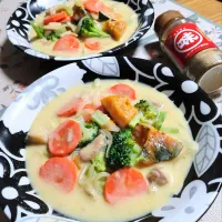 鶏と南瓜の豆乳クリームシチュー