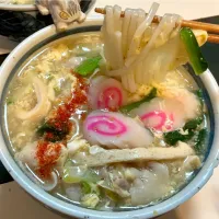 寒いので肉玉ネギキツネ小松菜なるとあんかけ讃岐うどん|Takeshi  Nagakiさん