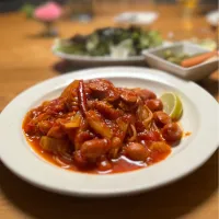 12/14の夕食　チョリソーでトマトパスタ|yoneさん