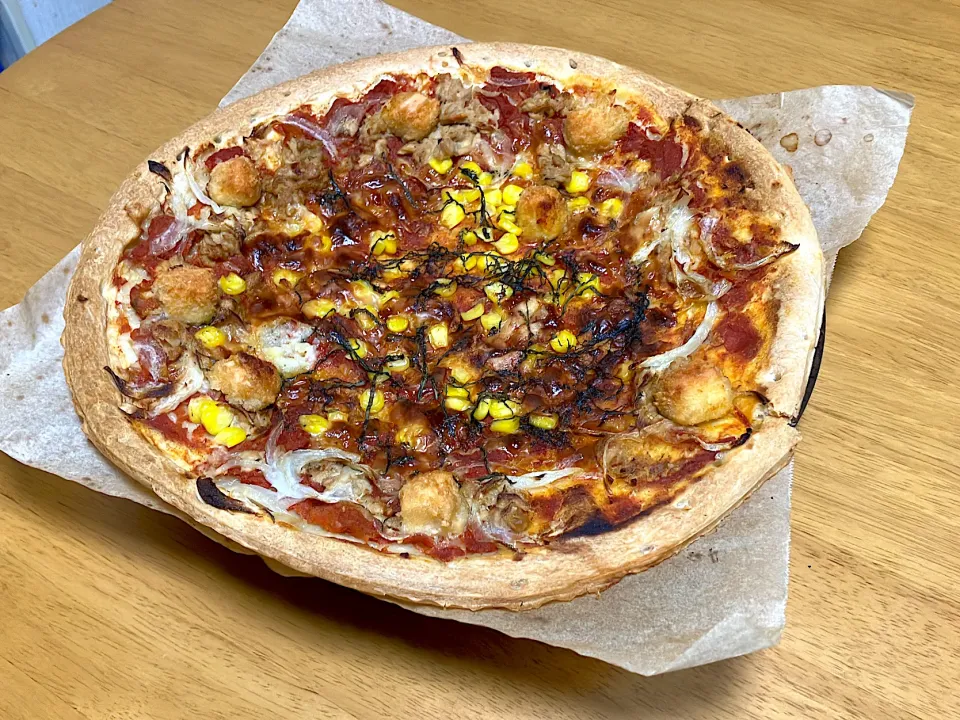 ちょっと焼きすぎた！かと思ったけど食べたらちょうど良かった！ たまにはピザで🍕|🐈⸒⸒⸒⸒つるのダンス🐈🐾さん