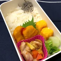 塩昆布、チキンナゲット、白菜漬け、白菜と鶏の旨煮、卵焼き|きらきらさん