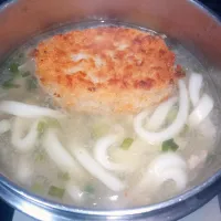 みぞれ仕立てのなめ茸と豚ひき肉入りとろみ付きコロッケうどん|darkbaronさん