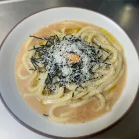 明太子入り玉ねぎのポタージュうどん|ゆめみどりさん