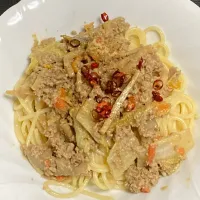 挽肉炒めパスタ|まちゃさん