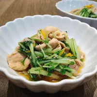 水菜と豚肉の煮浸し|古尾谷りかこさん