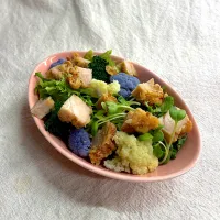 サラダに唐揚げ|かっちゃん杉さん