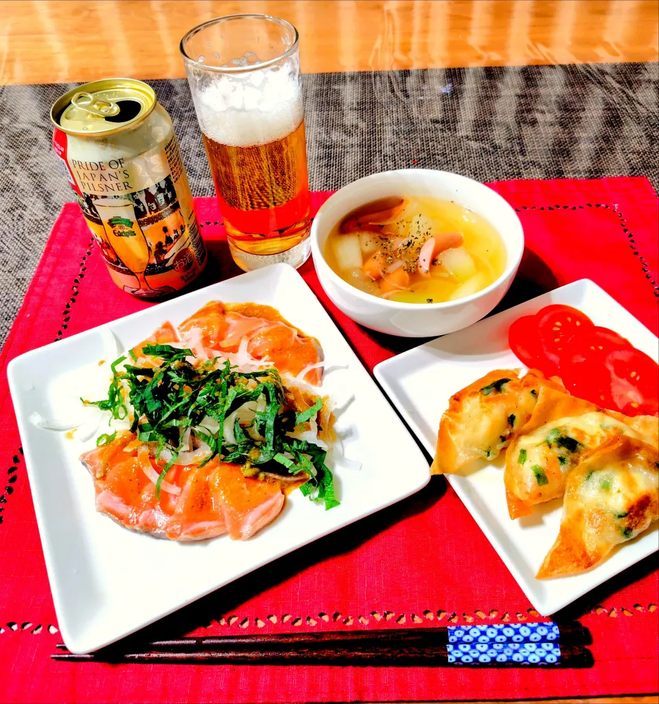 【主菜】サーモンの和風カルパッチョ|シュビラさん