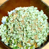 ☆揚げ玉野沢菜昆布しらす納豆ご飯|まぁたんさん