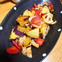 レンコンとさつまいもの甘酢炒め|ごはんきろくさん