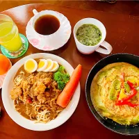 スープカレーパスタ＆温キャベツサラダ🥗| HAMI69さん