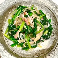 夕べのおつまみ①ベーコンとじゃこ入りほうれん草ソテー| KANAさん