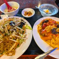 焼きそば、トマトと卵の炒め物|nobさん