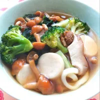 きのこブロッコリーうどん|きつねさん