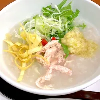 蒸し鶏ジンジャーのお粥|ま〜てぃんさん