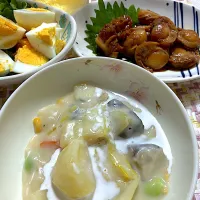 クリームシチューとホタテ時雨煮|🍒ふみりん🍒さん