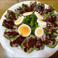 🫑オートミールでピーマンの肉詰め