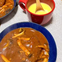 煮込みハンバーグ、コーンスープ|kaaaaaさん