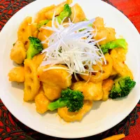 ✩.*˚ささみとれんこんの味噌マヨ炒め|ゆきえもんさん