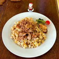 ランチ♯肉乗せチャーハン|小松菜さん