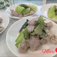 《レシピ有》チンゲン菜と豚肉の炒め物。|Mariさん