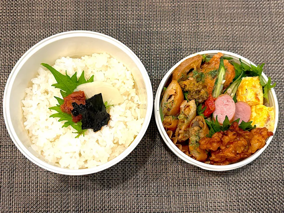 高校生息子のお弁当🍱 ミートボールと春巻き弁当🍱|Snow10さん