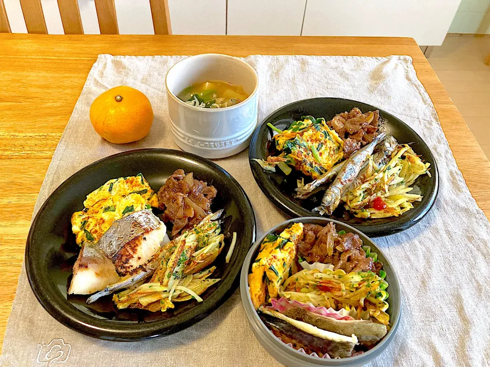 旦那さんお弁当オカズと母娘のオカズプレート12/17|さくたえさん