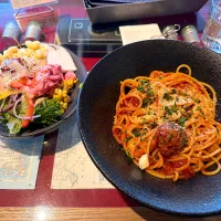 ミートボールパスタ　サラダバー付|マハロ菊池さん