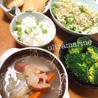 ＊和風ポトフとピーマンキャベツのひき肉炒め、ささみチーズカツ。作りおきごはん。＊|ultramarineさん