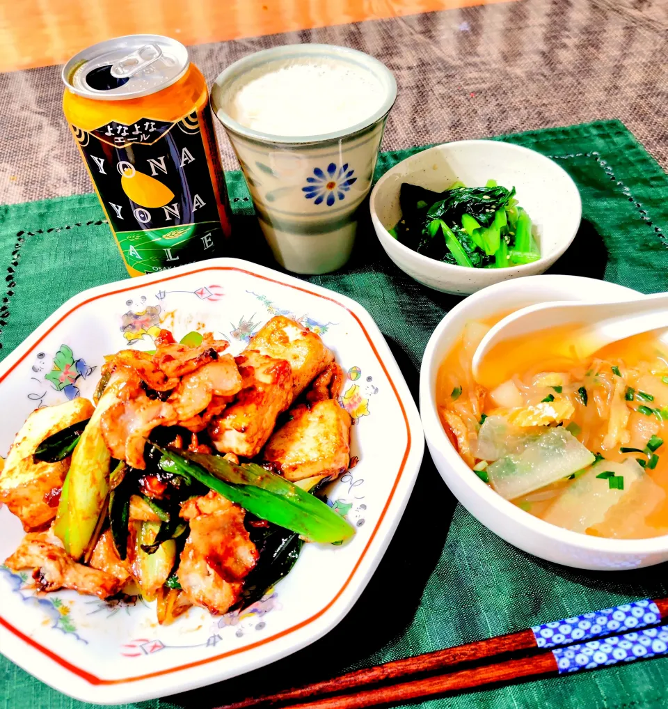 【主菜】豚と豆腐のネギ味噌炒め|シュビラさん