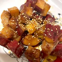 鶏肉とさつまいもの炒め物|ぺろたんさん