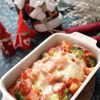 鶏ムネ肉とカブとブロッコリーのチーズ焼き|めいめいさん