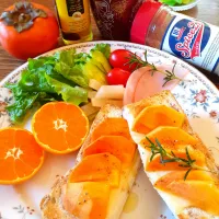 スイーツポテトさんの料理 柿noハニーチーズトースト