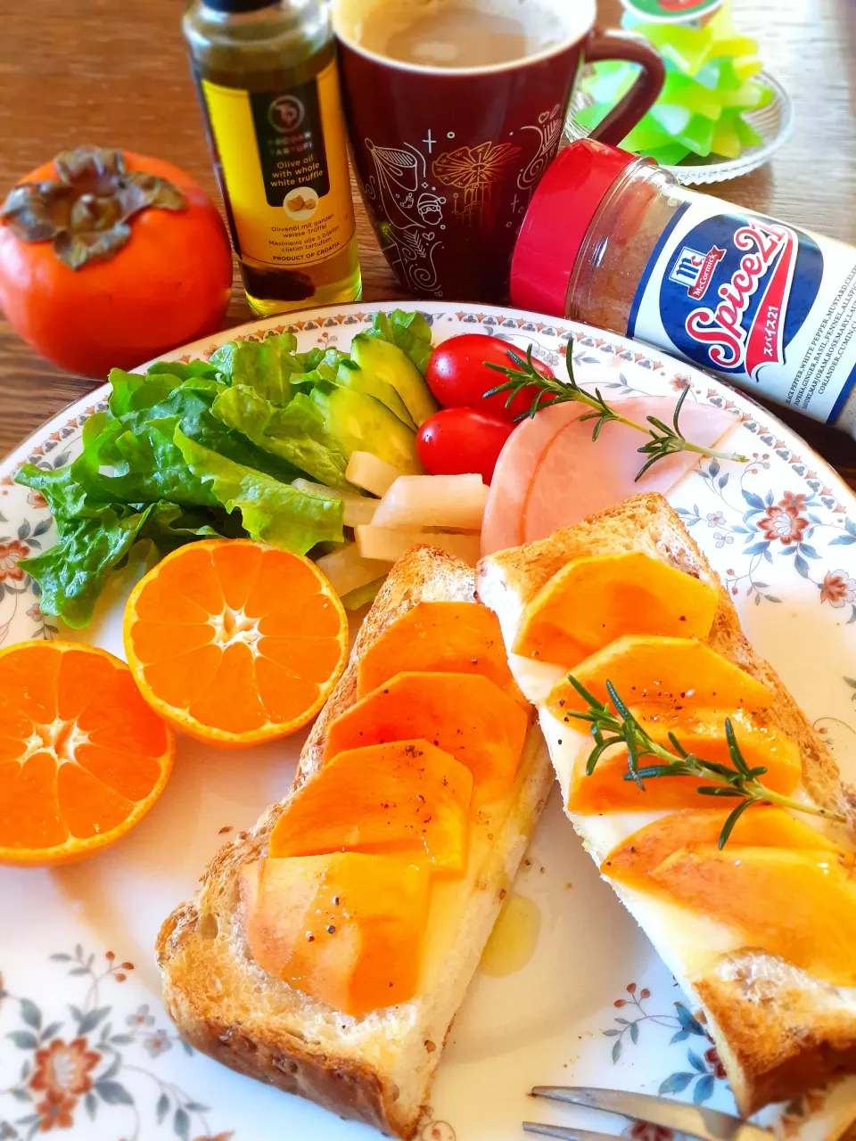 スイーツポテトさんの料理 柿noハニーチーズトースト|fumfumさん