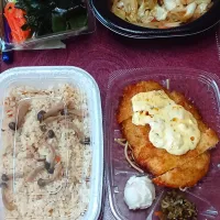 チキン南蛮、キノコご飯、サラダ|ナナさん