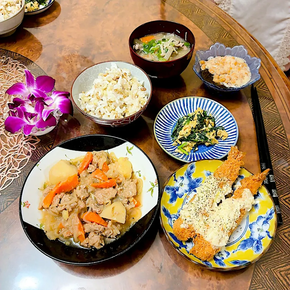 タルタルソース海老フライ晩御飯|ショコラさん