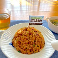 アメリカ産サステナビリティ認証大豆で　納豆炒飯