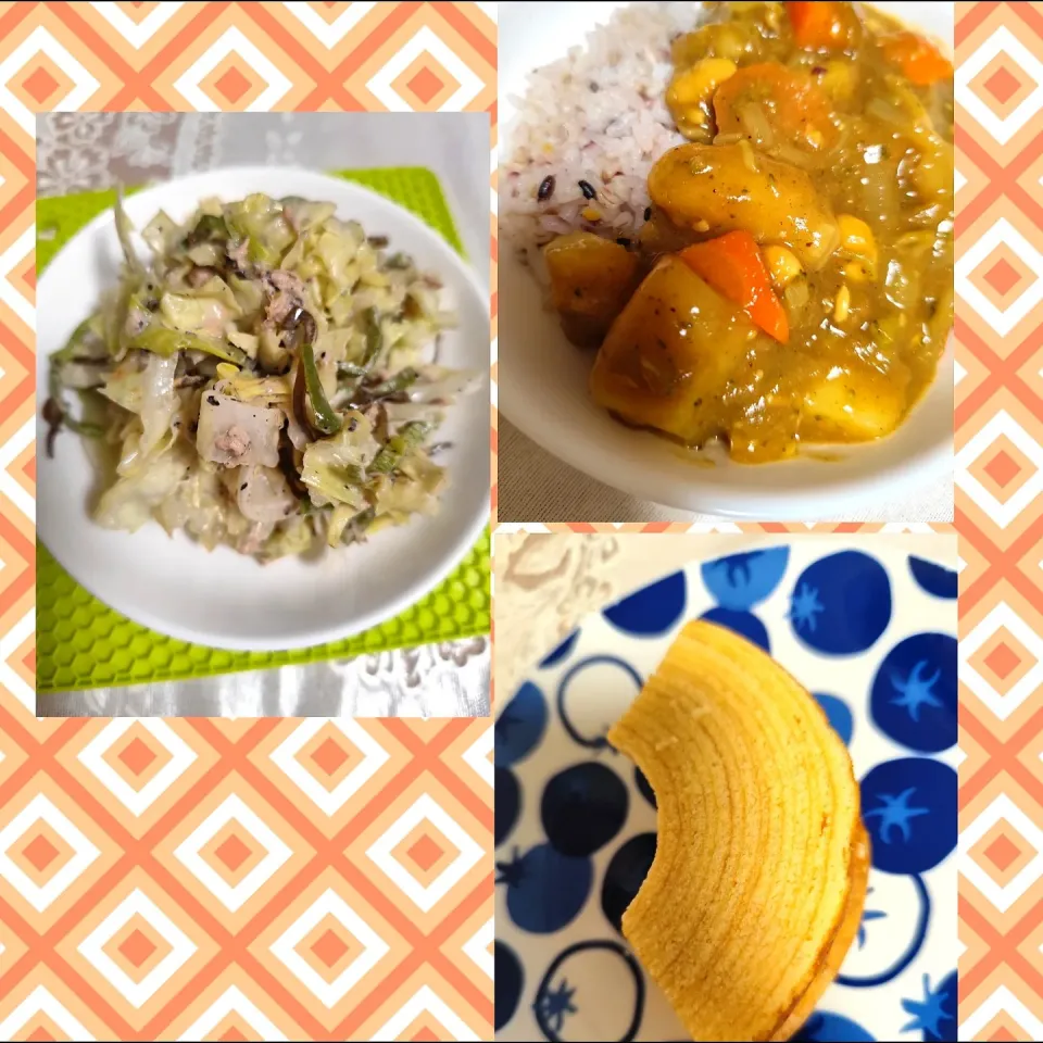 今日夜ごはんカレーと無限キャベツ風サラダ|m.rafuさん