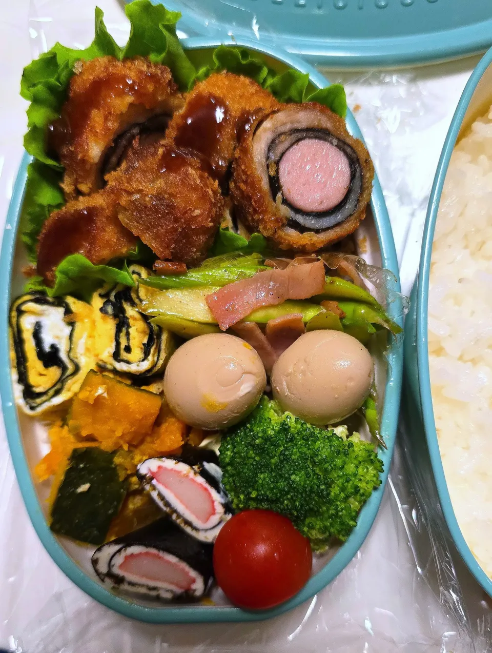 🍱ソーセージの豚肉巻きフライ弁当🍱|みみさん