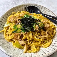 生姜薫る　豚肉のバター醤油パスタ|オーロラさん