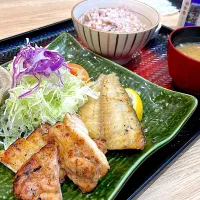 しまほっけともろみチキンの炭焼き|ま〜てぃんさん