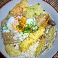 天ぷらきつね月見うどん|すくらんぶるえっぐさん